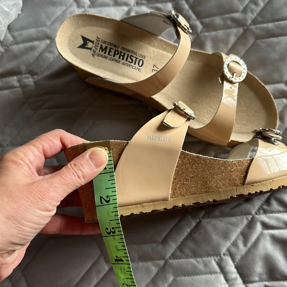 Sz 37(7.5)⭐️New Mephisto Lidia Nude Crystal Patent Leather Wedge.⭐️See Reference - Picture 12 of 15